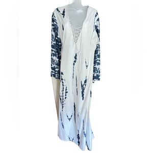 CBR White Size L Floor Length Tied Dyed Drawstring Tunic Never Worn